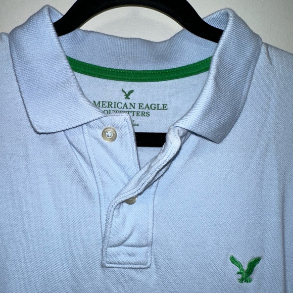 Men's American Eagle Outfitters Polo Shirt, M, Light Blue Green Logo - Picture 2 of 10
